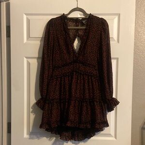 Windsor Black and Red Floral Long Sleeve Dress